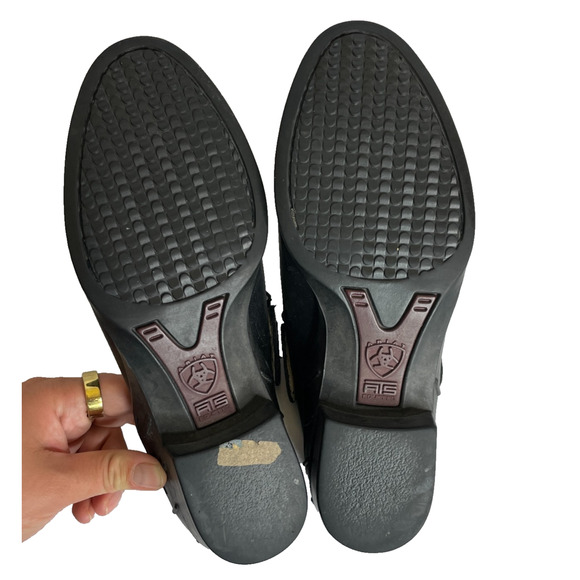 Women's 8 Ariat Black Leather Slip On Open Heel Western Slingback Mules - Picture 12 of 12